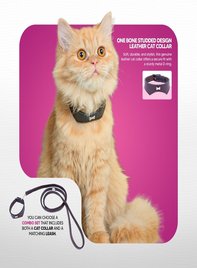 ADIL'S Adil’S Leather Cat Collar - Stylish Single Bone Studded Design, Breakaway Soft pet Collar, Adjustable Metal Buckle with Strong D-Ring for Leash attachments for Outdoor Adventures (Brown) - Image 3